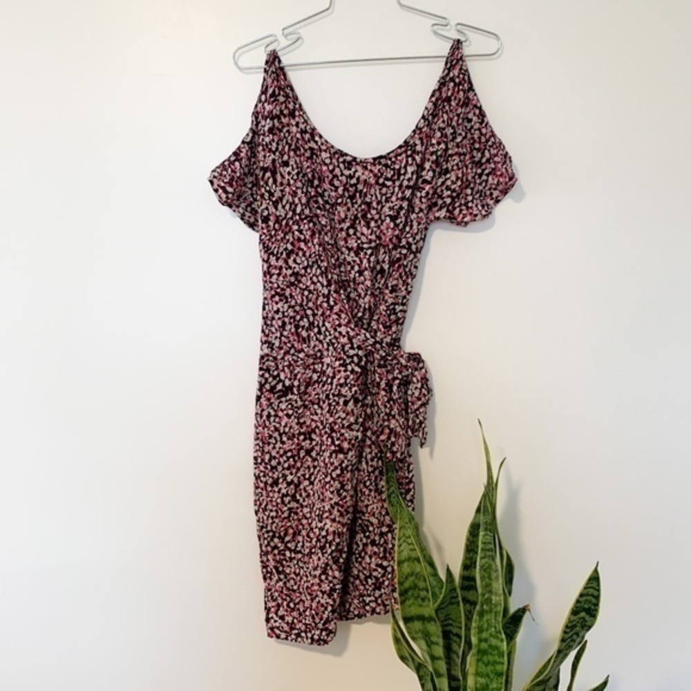 Seamline Cynthia Steffe Speckled Cold Shoulder Silk Dress sz 6